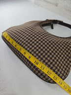 Lauren Ralph Lauren Brown Houndstooth Wool Blend Shoulder Bag Y2K