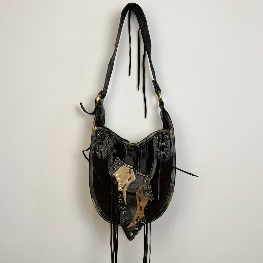 Francesco Biasia Suede Leather Patchwork Hobo Bag