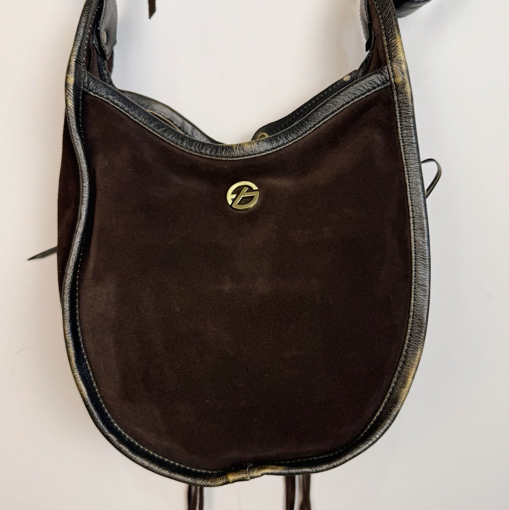 Francesco Biasia Suede Leather Patchwork Hobo Bag