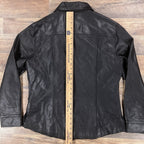 AMI Leather Shirt Womens Medium Black Long Sleeve Lined Button Up