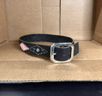 Jeff Gallea Leather Pony Hair Embellished Belt One Size Adult Leather VTG Boho