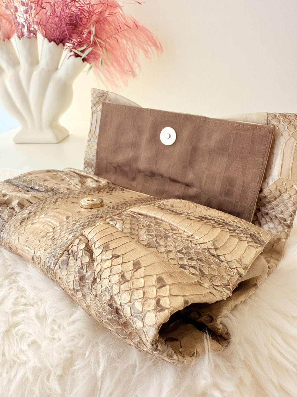 Vintage Furla Exotic Leather Snakeskin Clutch – Made in Italy