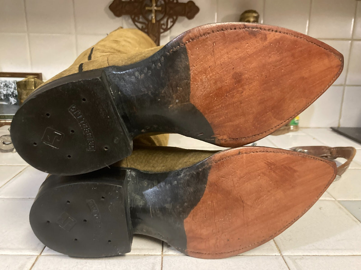 Cowtown Vintage Brown Tall Sueded Western Cowboy Riding Rodeo Ranch Boots 6 D