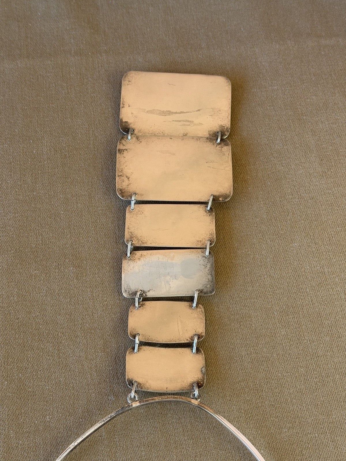 VTG Artisan Studio Modernist Sterling Silver 925 Moonstone Choker Necklace