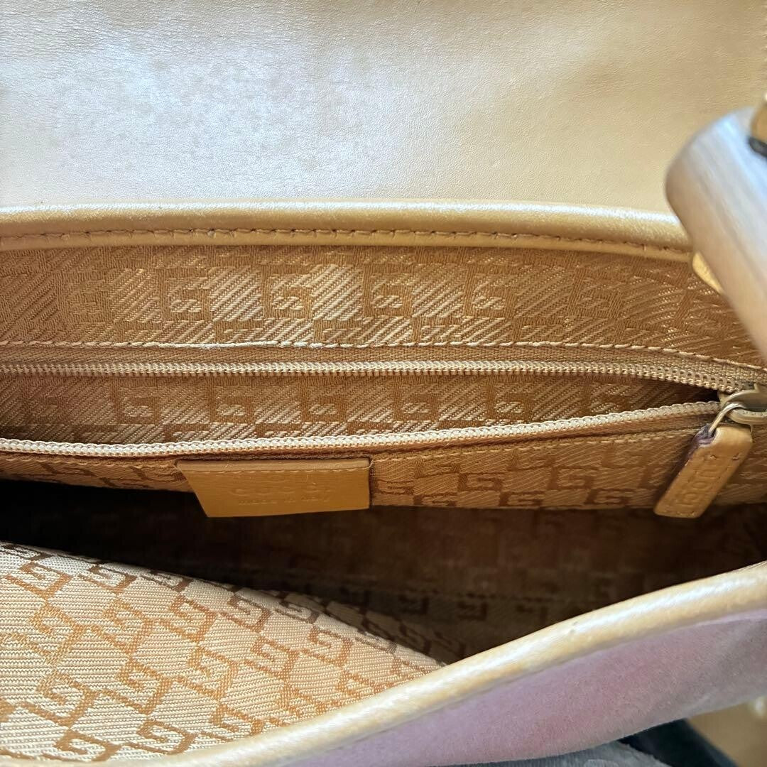 Gucci Jackie Bamboo Shoulder Bag Pink Suede Leather