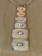 VTG Artisan Studio Modernist Sterling Silver 925 Moonstone Choker Necklace