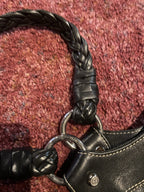 Francesco Biasia Y2K Black Leather Studded Hobo Shoulder Bag Large