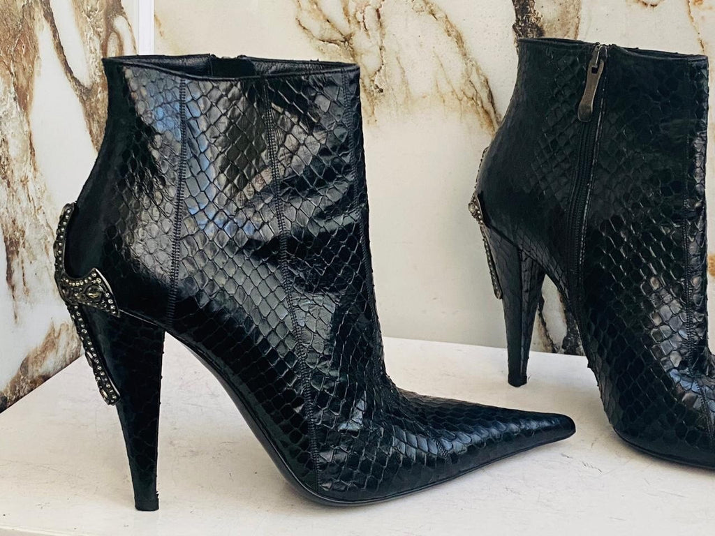Gianmarco Lorenzi Best Women Boots  Premium Snake Leather High Heels Size 39