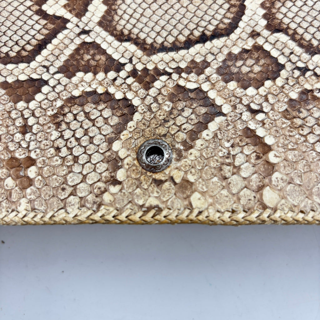Vintage 1940s Genuine Python Snakeskin Clutch Purse Talon Hand Bag Exotic