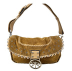 Vtg Christian Dior John Galliano Suede Crystal Peace & Love Bag Studded Y2K 2005
