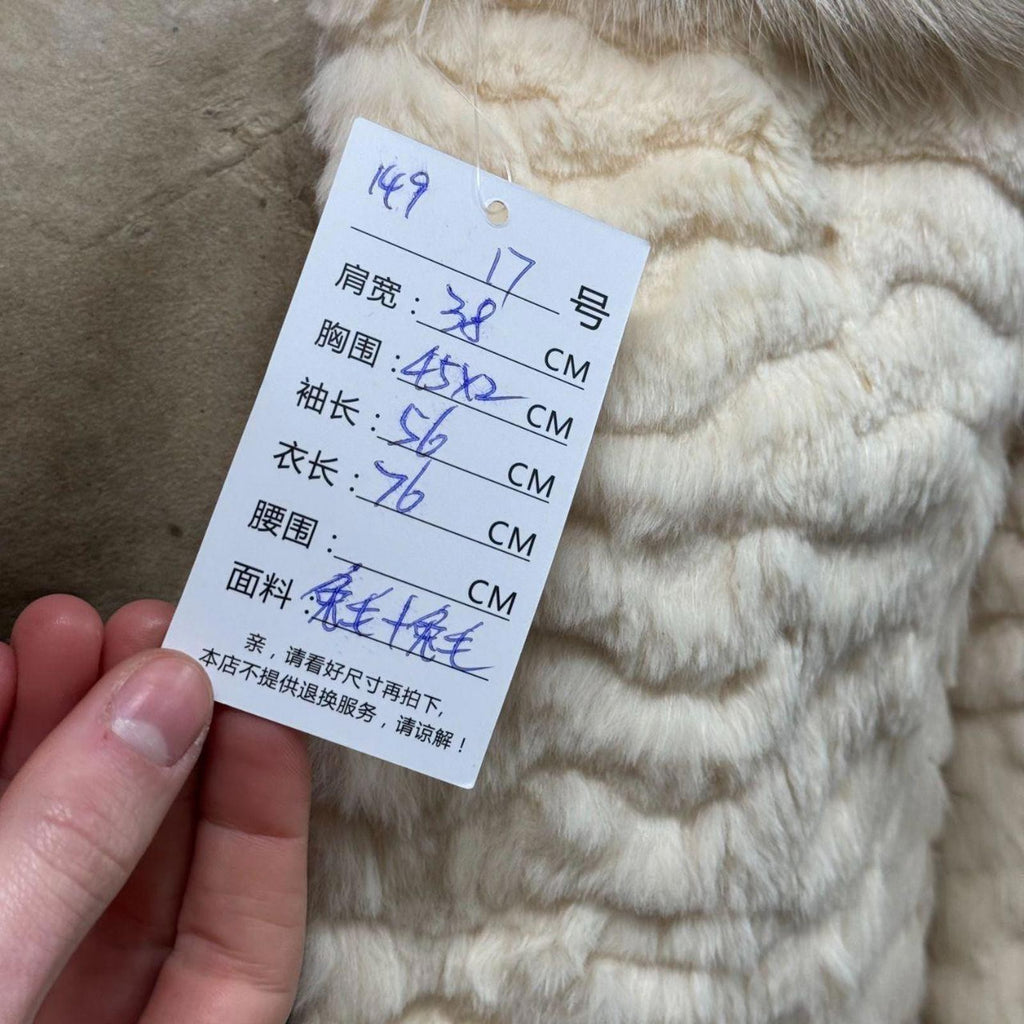 Vintage Y2K Cream Rabbit and Fox Fur Coat