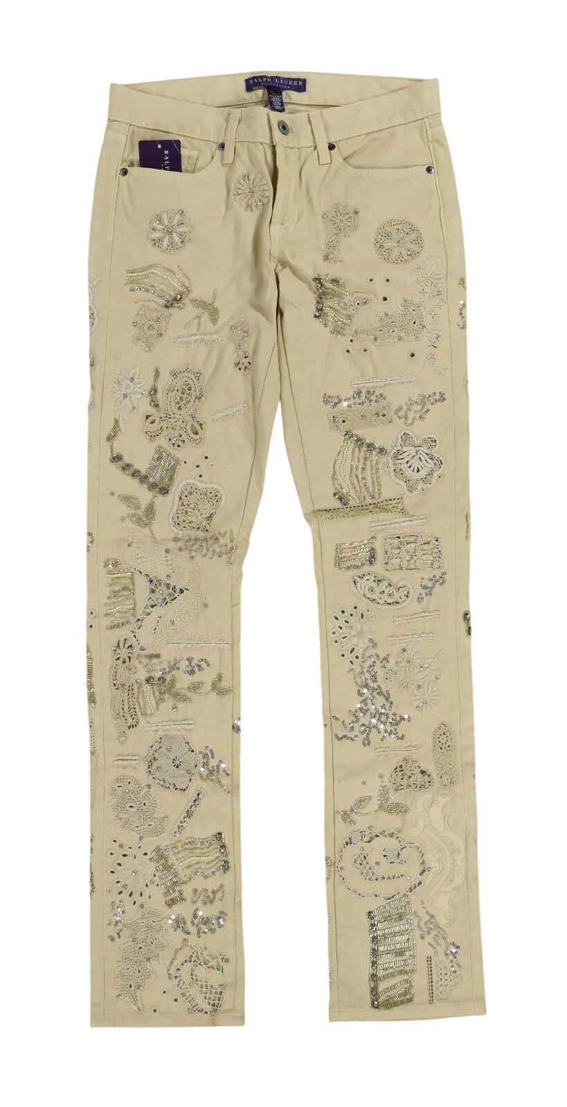Ralph Lauren Purple Label Metal Embellished Cotton Jeans Pants 4 New $8000