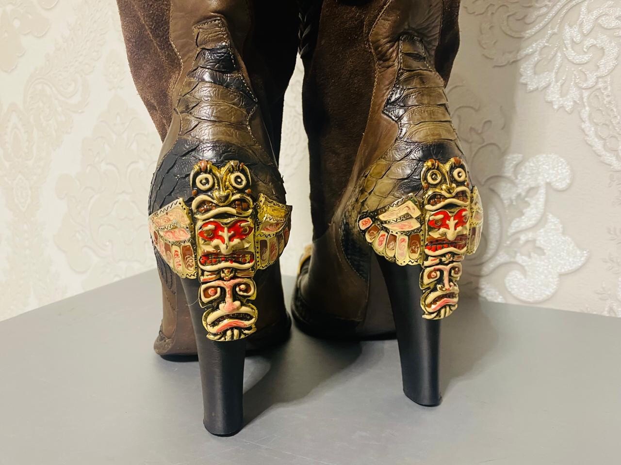 Gianmarco Lorenzi Limited Cowboy Women Boots Very Sexy Heels Size 37
