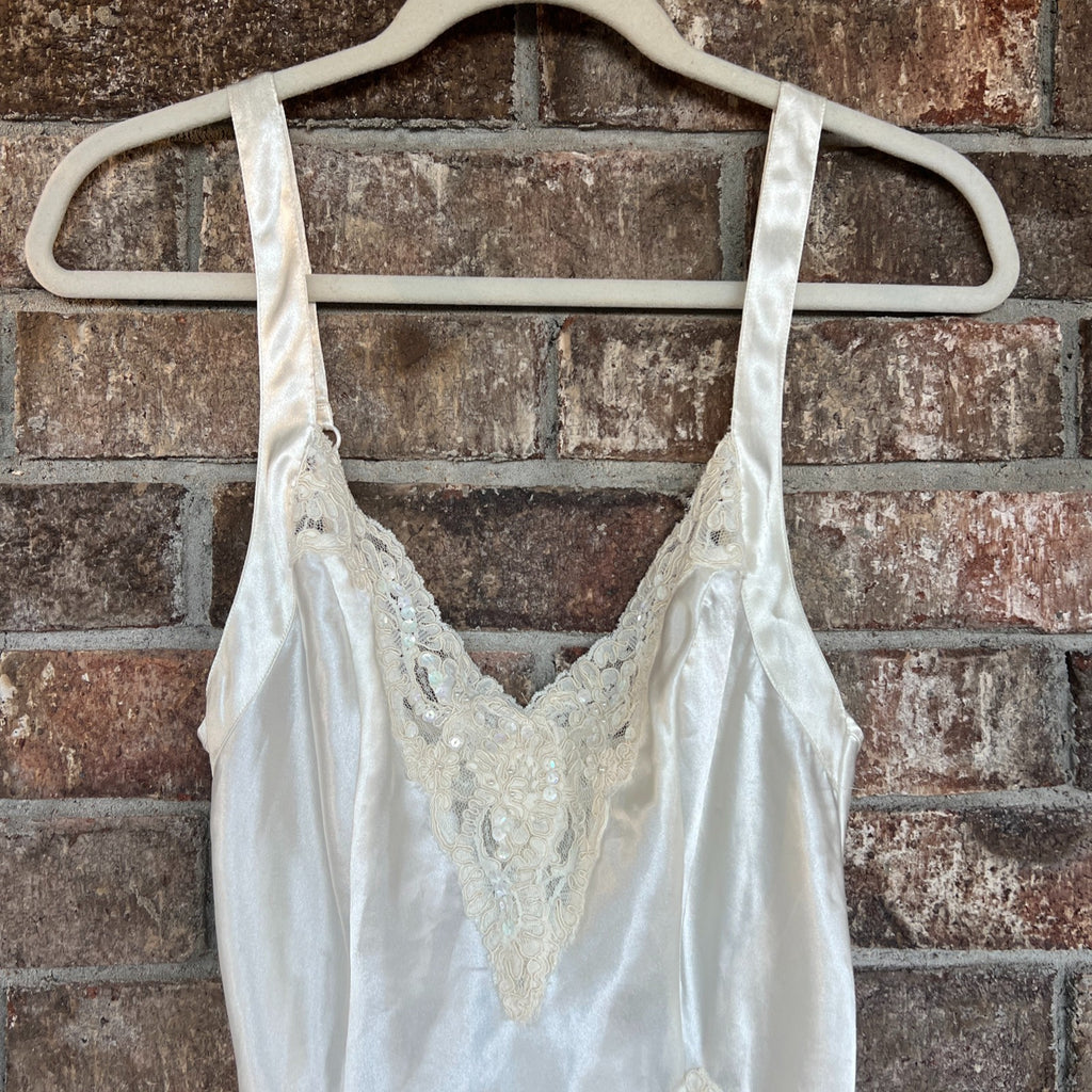 Vtg Victoria's Secret Slip Dress Chemise Sz S Ivory Lingerie 90s Coquette Bridal