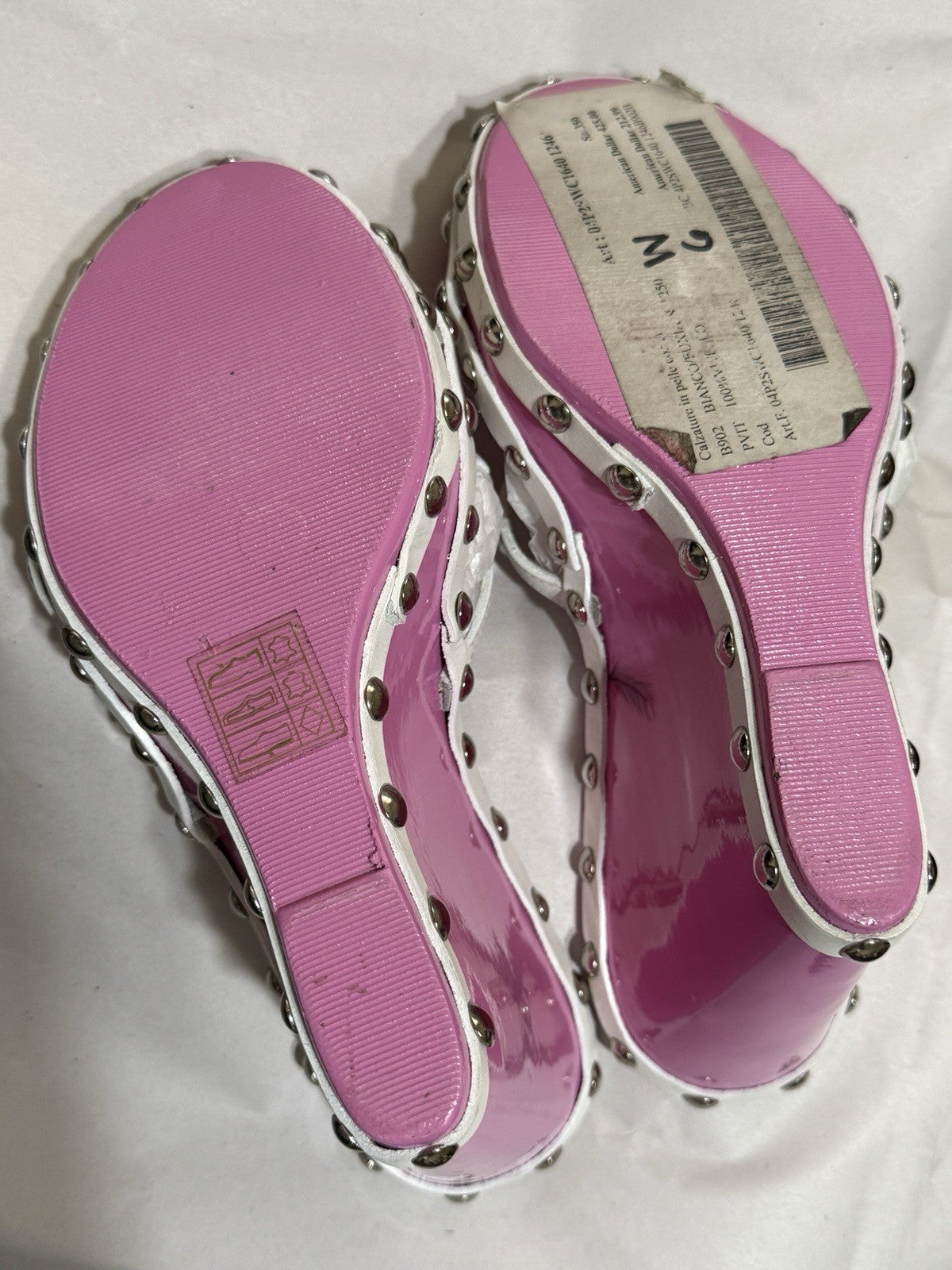 Vtg Dolce & Gabbana Pink Lucite Wedge Sandal Heels 35