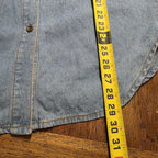 VTG Womens Denim Shirt Western Leather Lace Up Collar Pockets Long Sleeve M