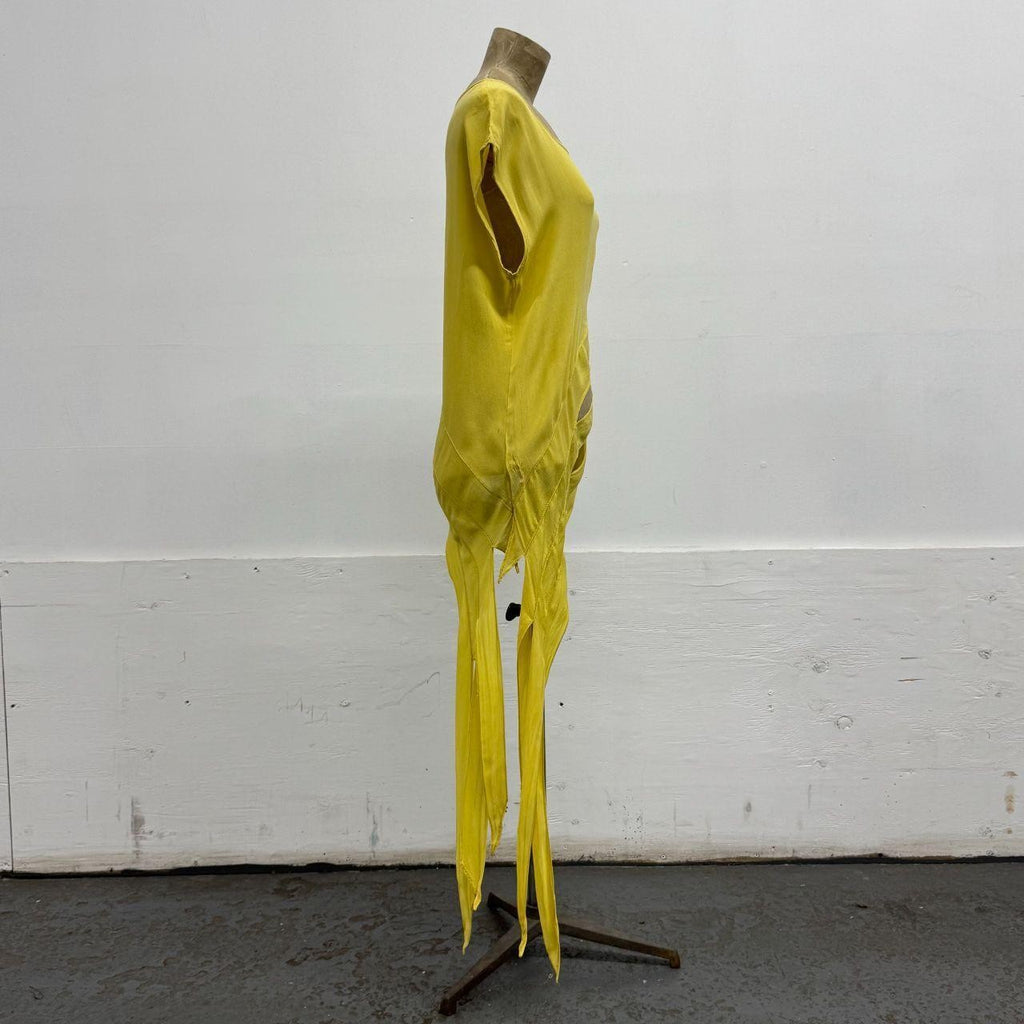 Vintage D&G Dolce & Gabbana Yellow Silk Asymmetric Shredded Top