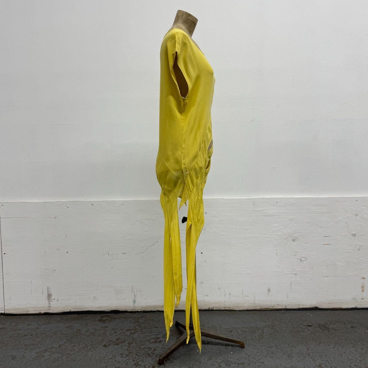 Vintage D&G Dolce & Gabbana Yellow Silk Asymmetric Shredded Top