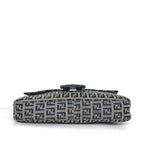 Vintage Fendi Zucchino Navy Blue FF Monogram Baguette Shoulder Bag