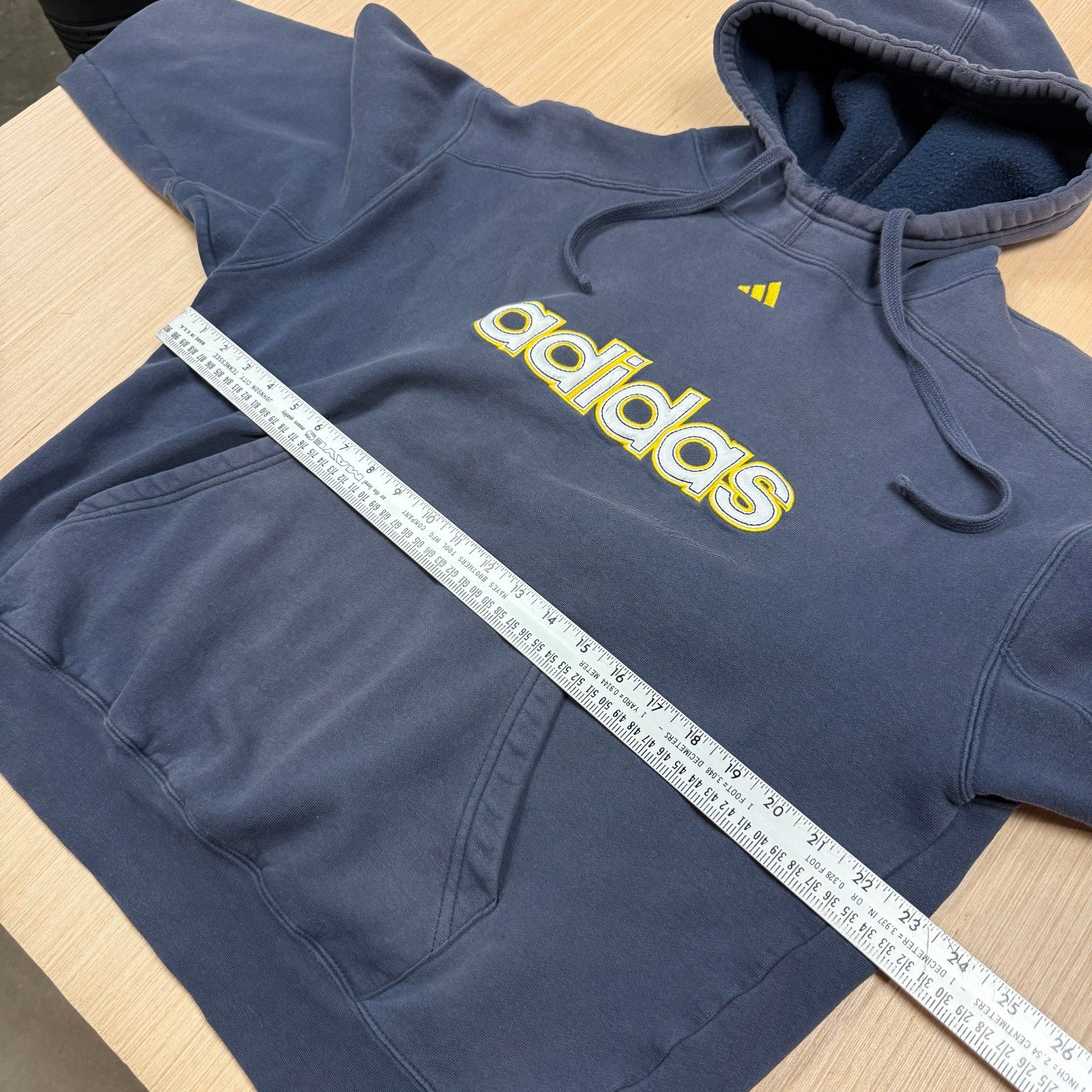 Vintage 90s y2k Sun Faded Adidas Distressed Hoodie Embroidered Center Logo