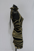 Pucci Womens Marmo Print Pleated Detail Mesh Mini Dress NC3 Beige Size 38 (US 2)