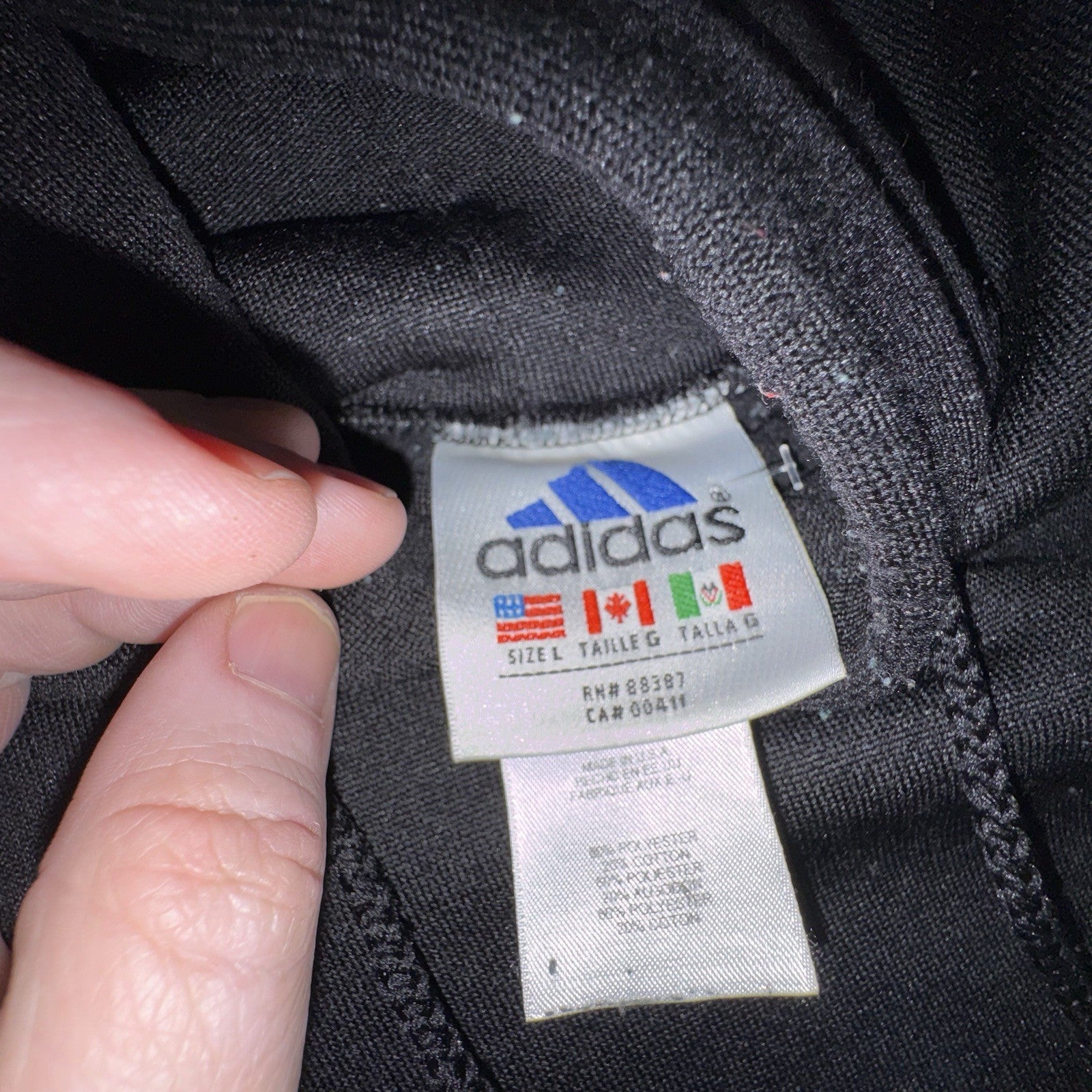 VTG 90s Adidas Hoodie Men Large Black Gold Stripes Athletic Pullover Made In USA