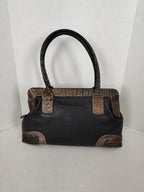 Cavalcanti Italy Black Leather Calf Hair and Cowhide Handbag