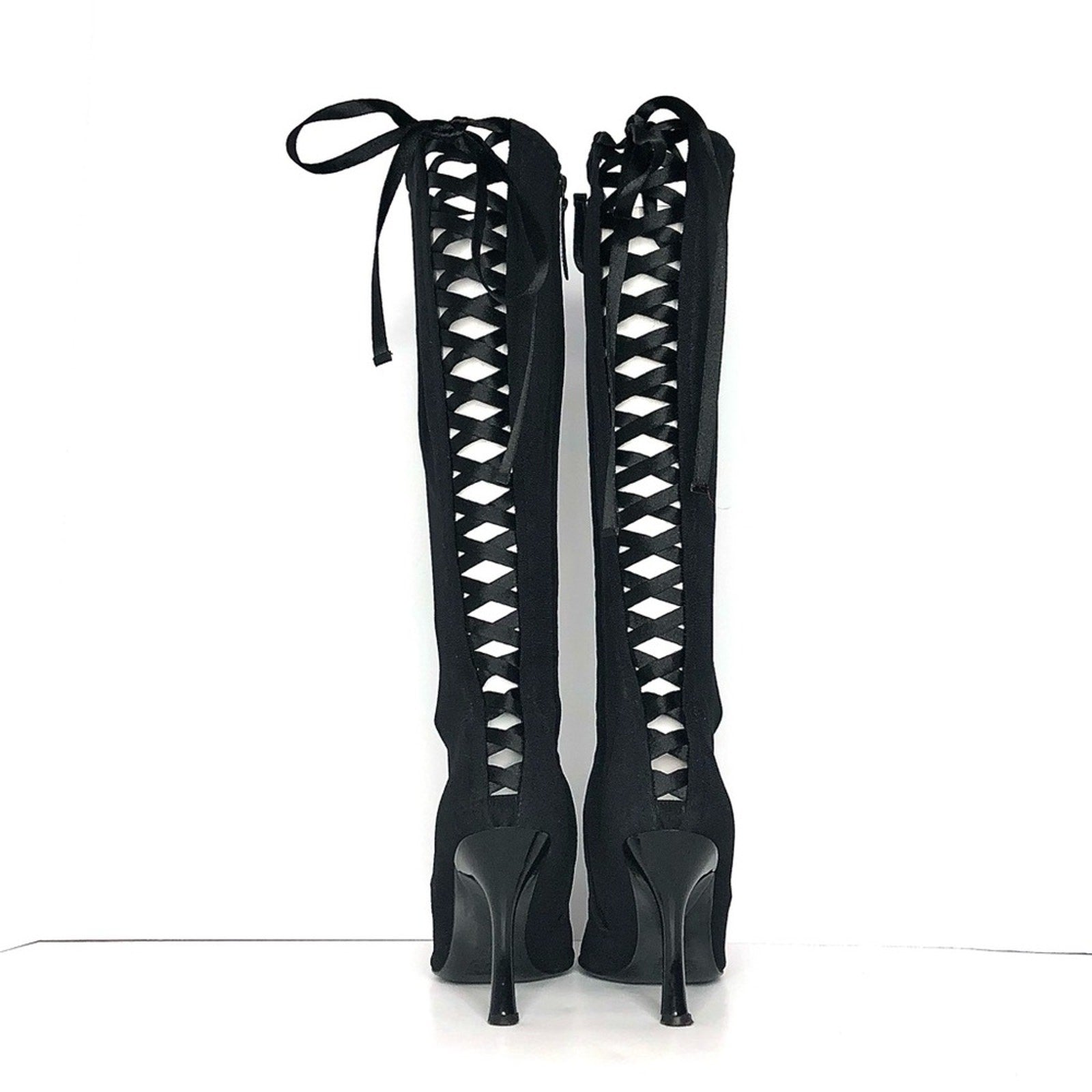 Vintage Giuseppe Zanotti Corset Mesh Knee High Pointed Toe Boots 36