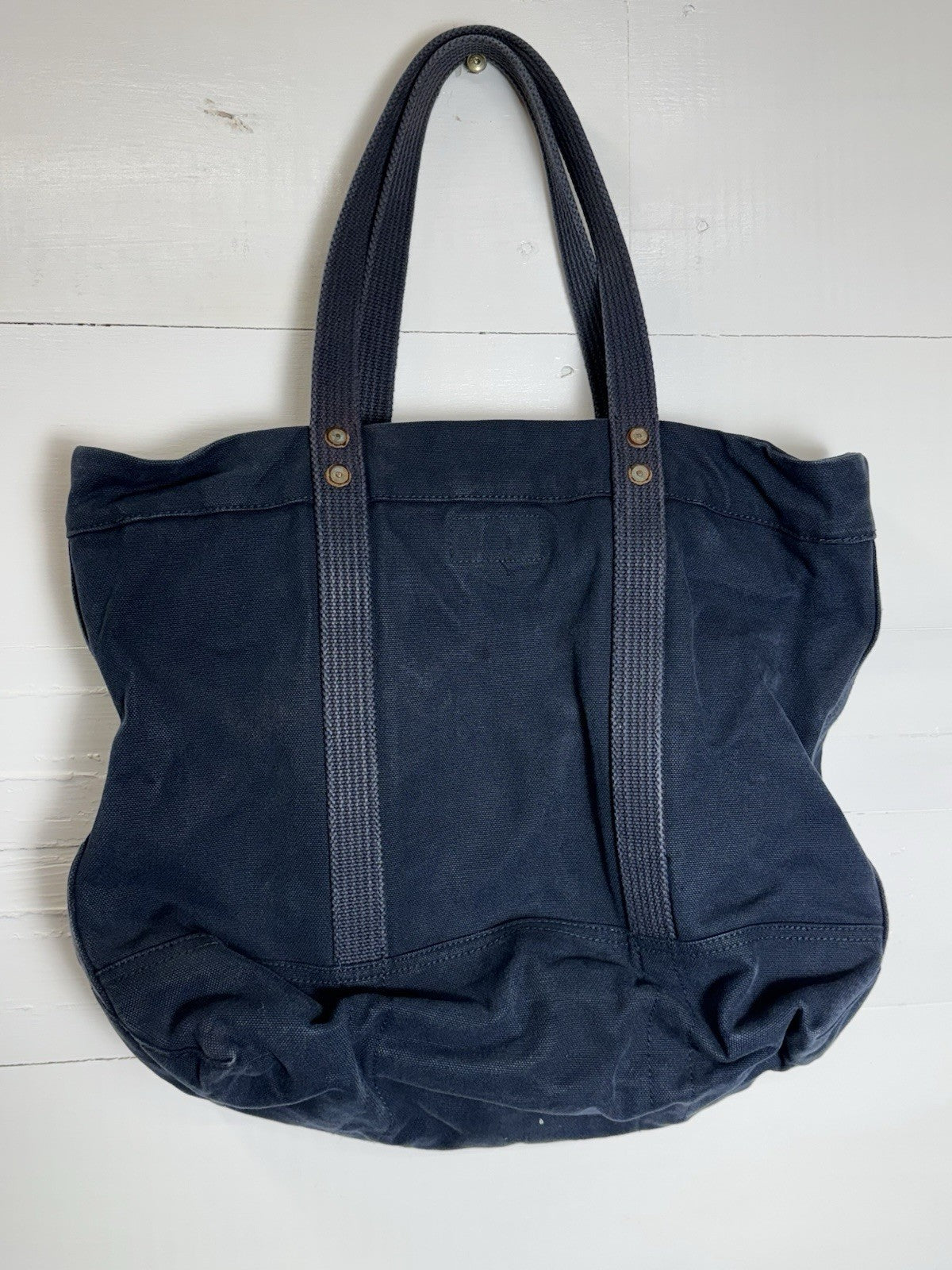 Rare Vintage Polo Ralph Lauren Large Pony Tote Navy Blue Canvas Zip Bag