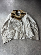 Vizio Lambskin Leather Jacket with Fur Collar Y2K