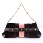 GUCCI GG Velvet Horsebit Gold Chain Shoulder Bag 131471 205118 Auth #57544A