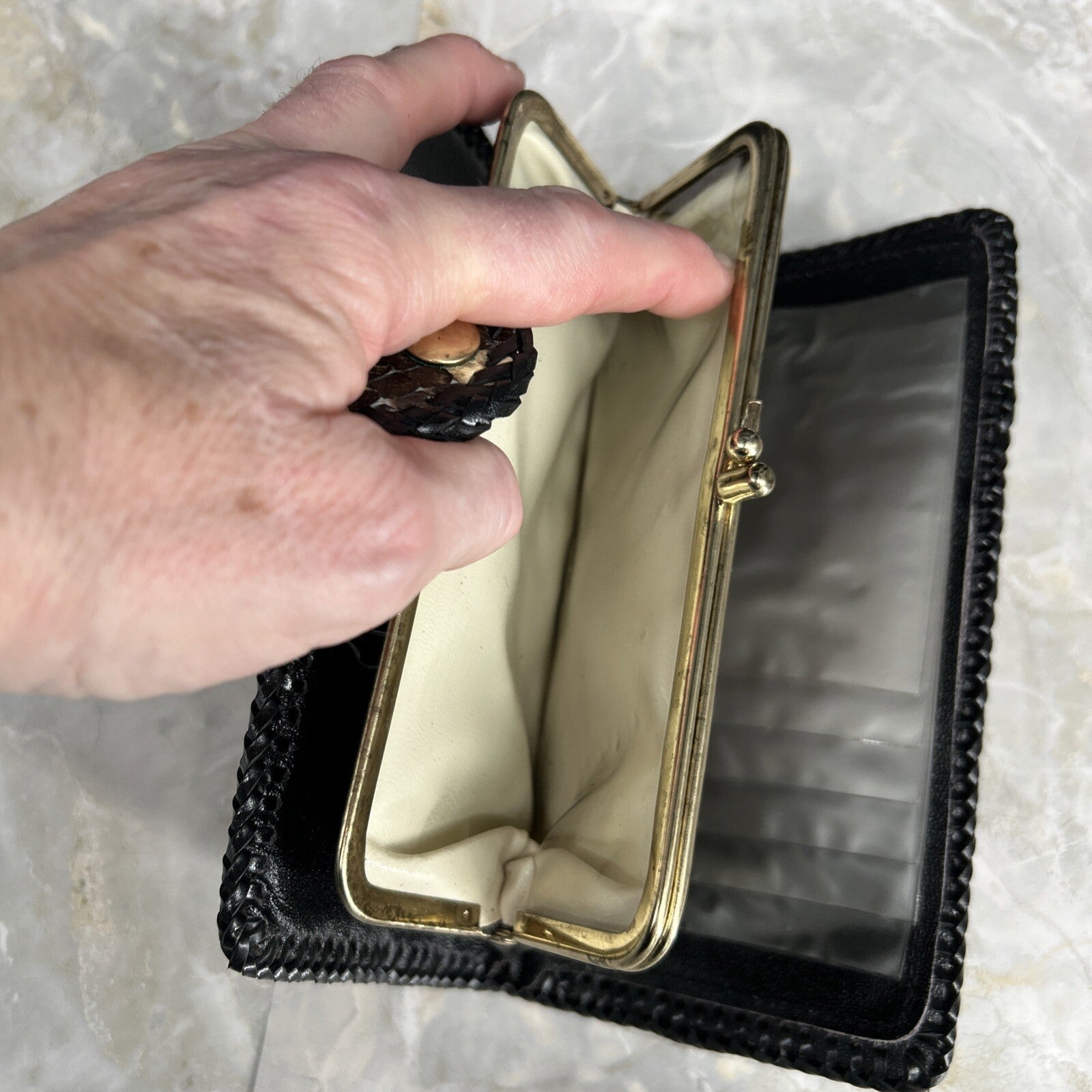 Vintage Handmade Python Skin Clutch Check Wallet With Pen Holder