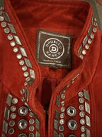 Double D Ranch Embellished Red Leather Jacket Sz S