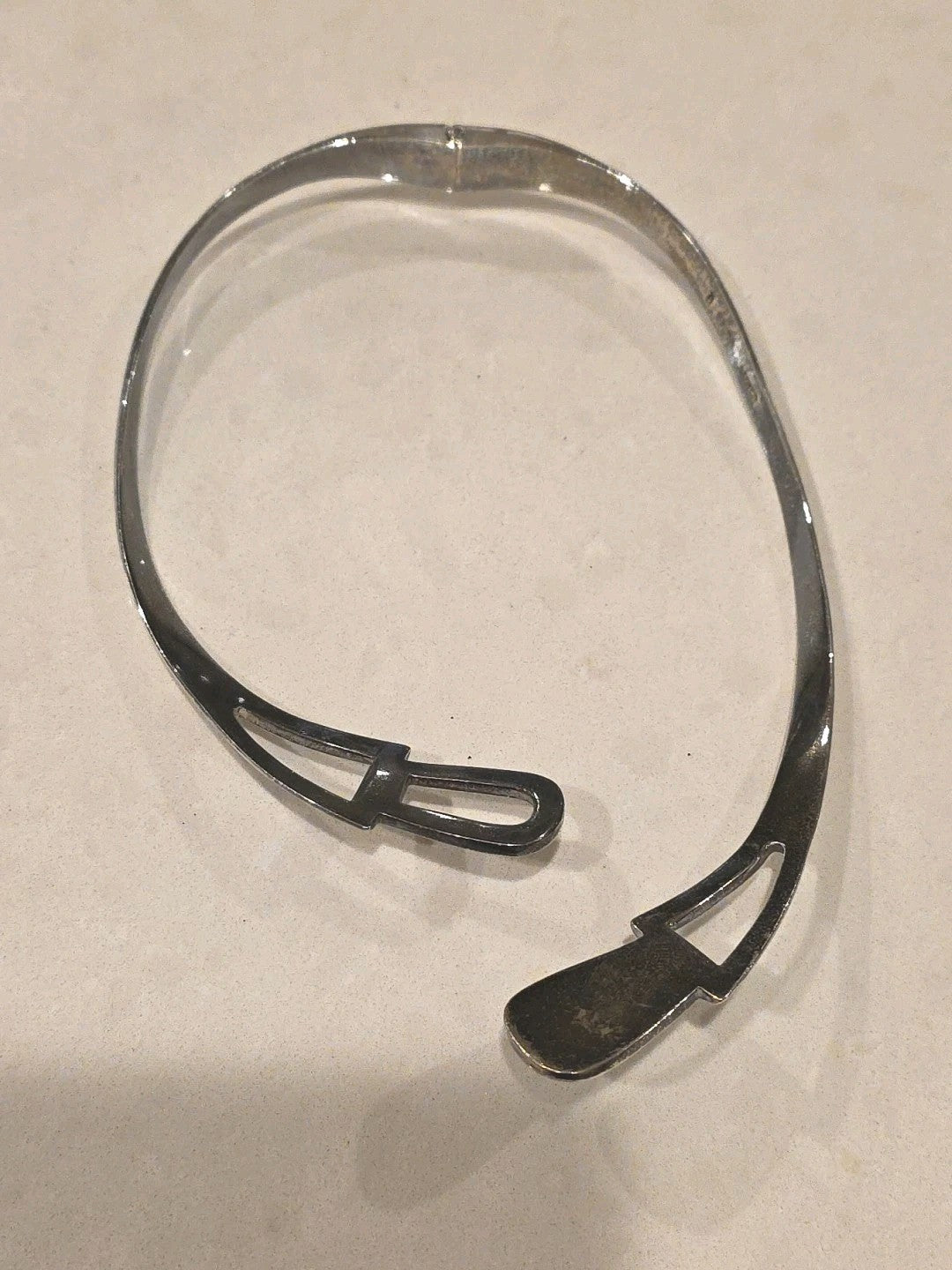 Taxco Onyx Sterling Silver Modernist Biomorphic Choker Necklace