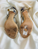 Roberto Cavalli 2000s Snake and Flower Enamel Rhinestone Heels