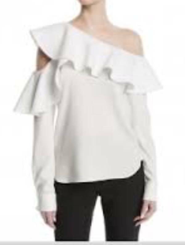 OSCAR DE LA RENTA OFF THE SHOULDER CUTOUT BLOUSE SZ 14 MSRP: $1580