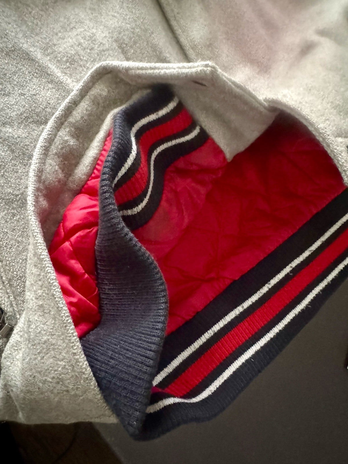(VTG) NIKE SPORTSWEAR VARSITY JACKET WOOL/LEATHER GRAY/NAVY-BLUE MENS SIZE XL❄️