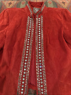 Double D Ranch Embellished Red Leather Jacket Sz S