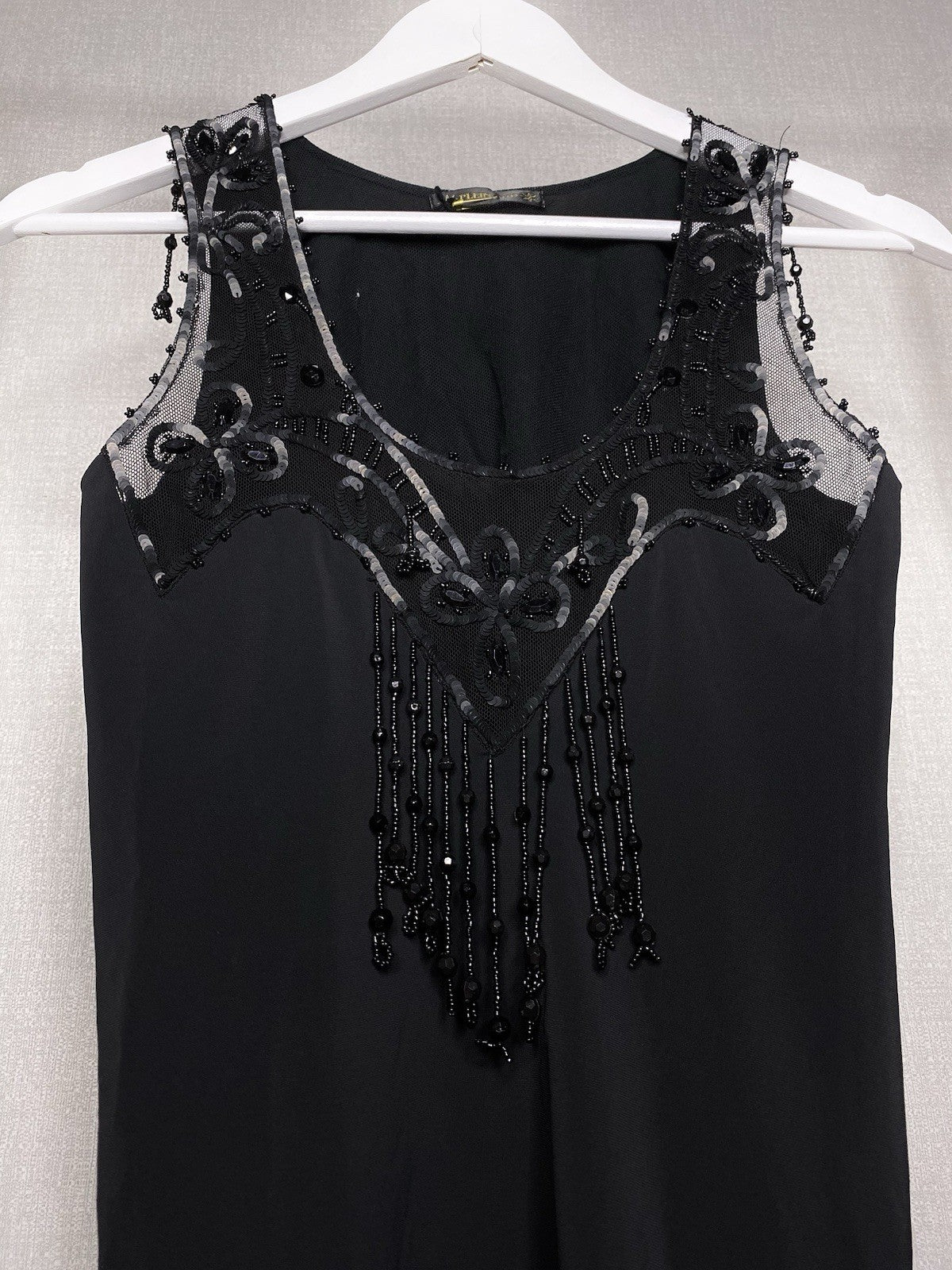Plein Sud Women's Long Lace Top with Rhinestones Black Size 38