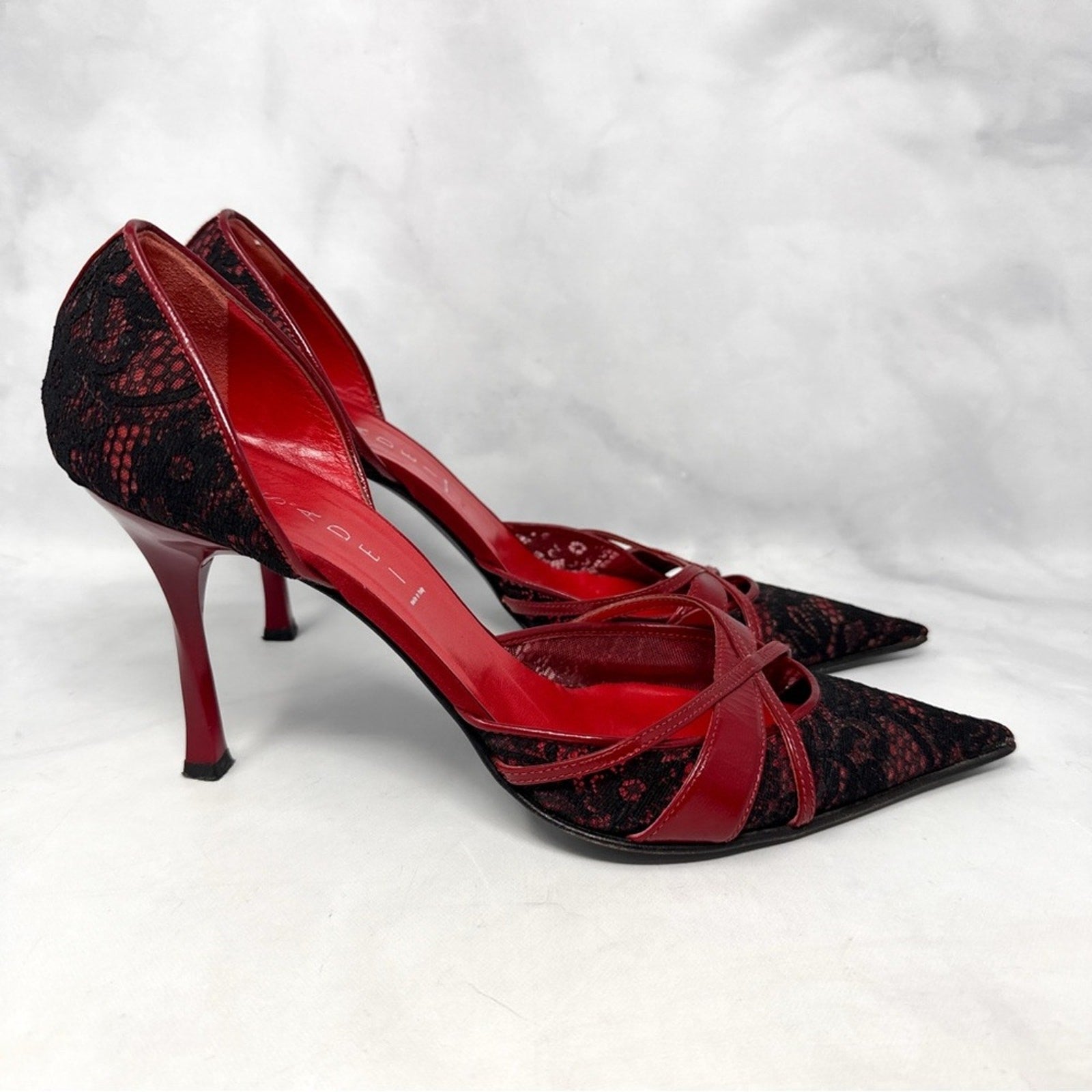 Casadei Y2K Leather Pointed Toe Stiletto Pumps Red Size 9