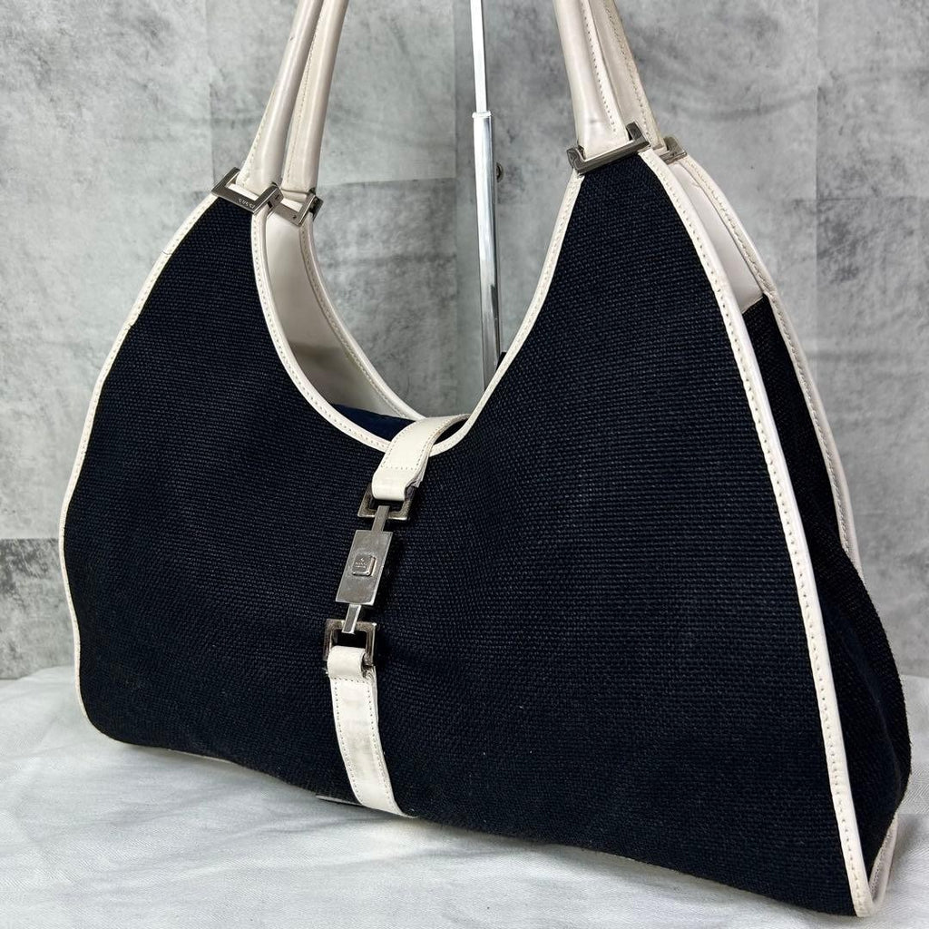 Gucci Jackie Shoulder Bag GG Canvas Leather Black