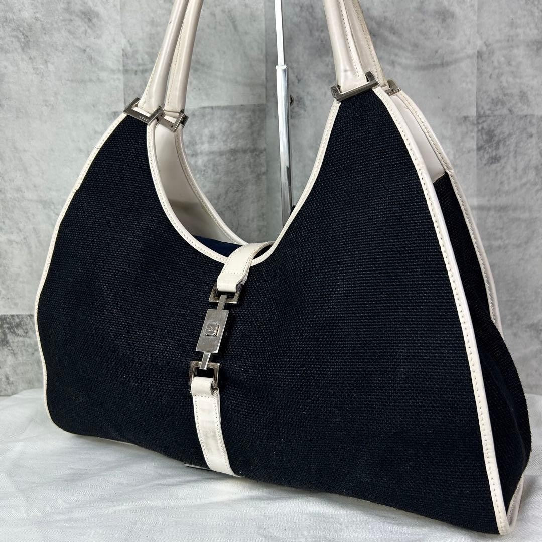 Gucci Jackie Shoulder Bag GG Canvas Leather Black