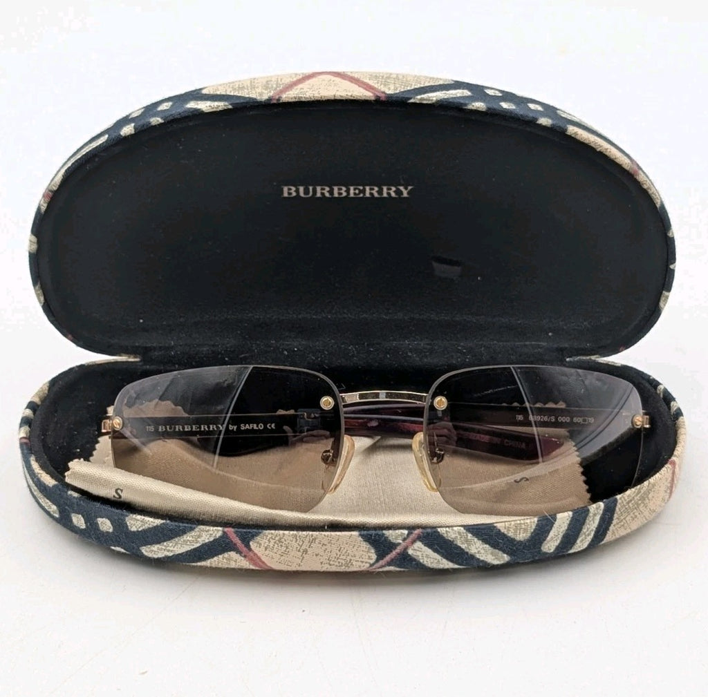 Vintage Burberry B8926/S Rimless Sunglasses Brown Gradient Gold Safilo W/ Case