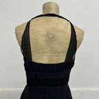 Vintage Y2K Black 100% Silk Chiffon Paneled Cocktail Dress