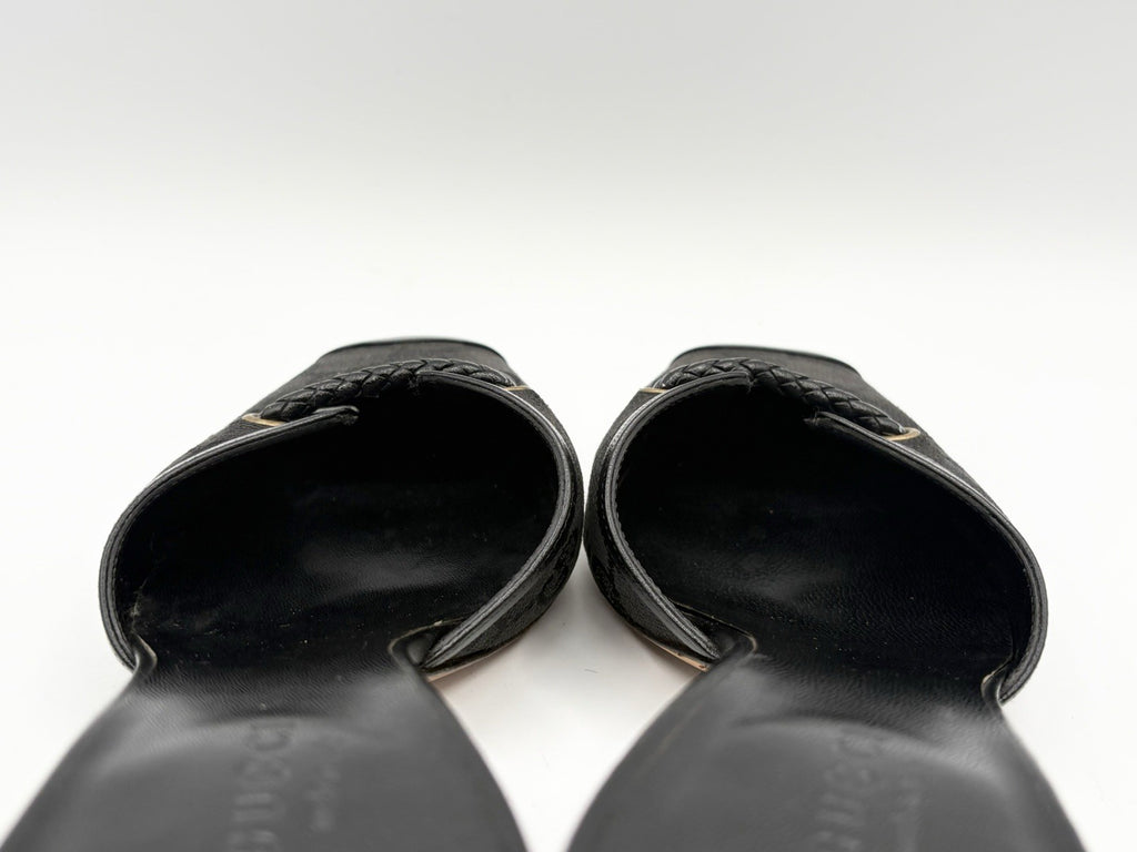 Gucci Black Canvas GG Monogram Kitten Heels with Braid Accent Size EU 35.5