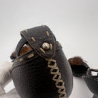Fendi | Auth Selleria Brown Leather Mink Fur Camellia Ankle Strap Stiletto (35)
