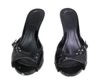 Dior Quilted Patent Leather High Heel Sandal Mules Black Size 36.5