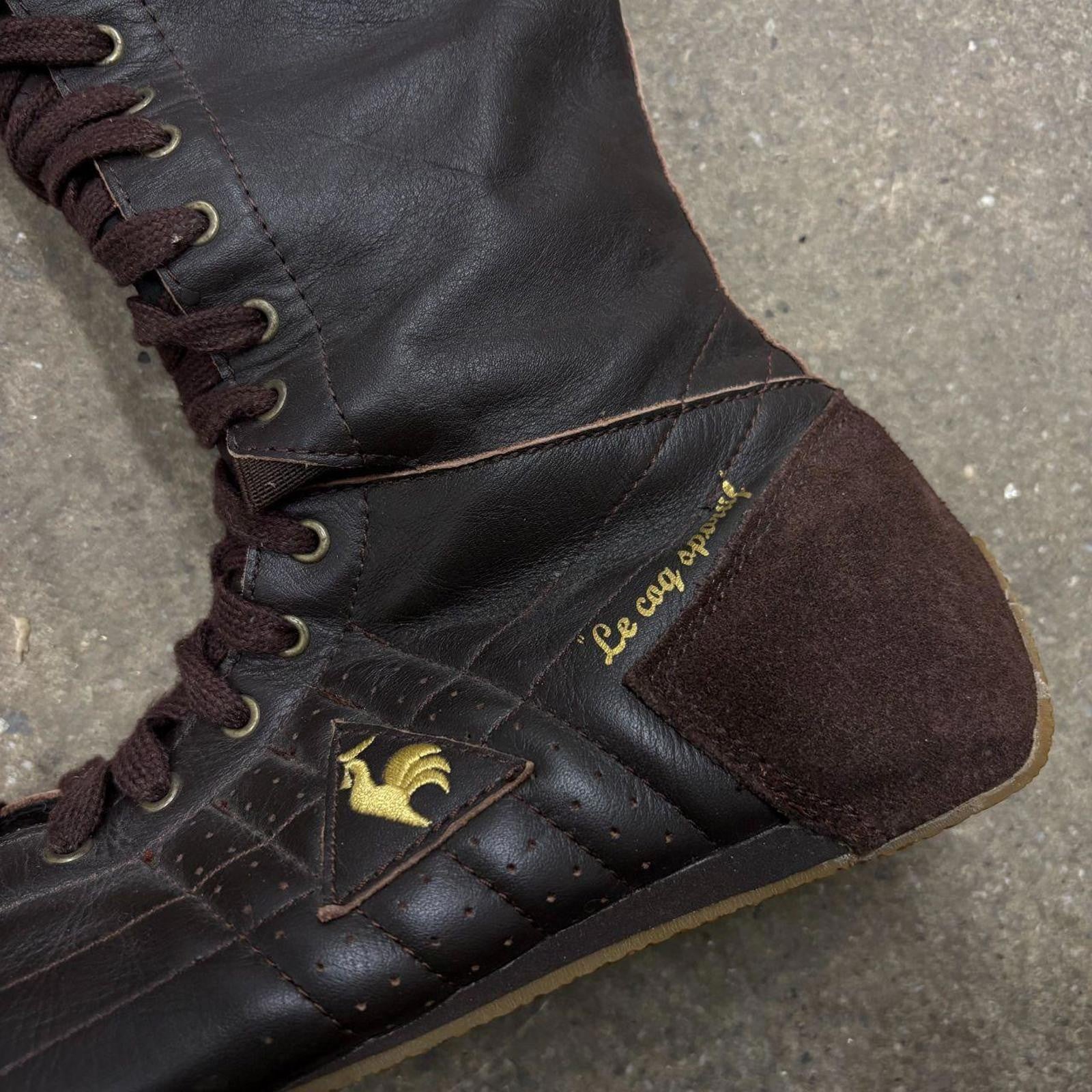 Vintage Le Coq Sportif Genuine Leather Boxing Boots Brown 39