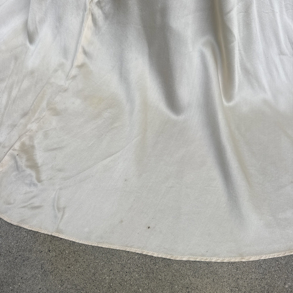 Vintage 1930s White Candlelight Silk Satin Gown Bias Cut Wedding Bridal Dress
