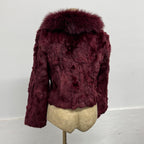 Vintage Y2K Burgundy Rabbit and Fox Fur Jacket